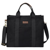 VASCHY Tote Bags for Women, Canvas Crossbody Shoulder Bag with Zipper Casual Ladies Handbags Purse for Work/Travel/Shopping,Black